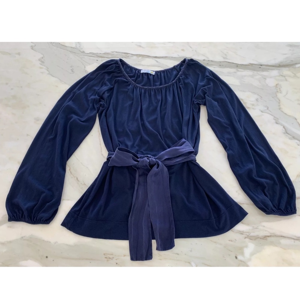 C&C California Navy Belted Long Sleeve T Small